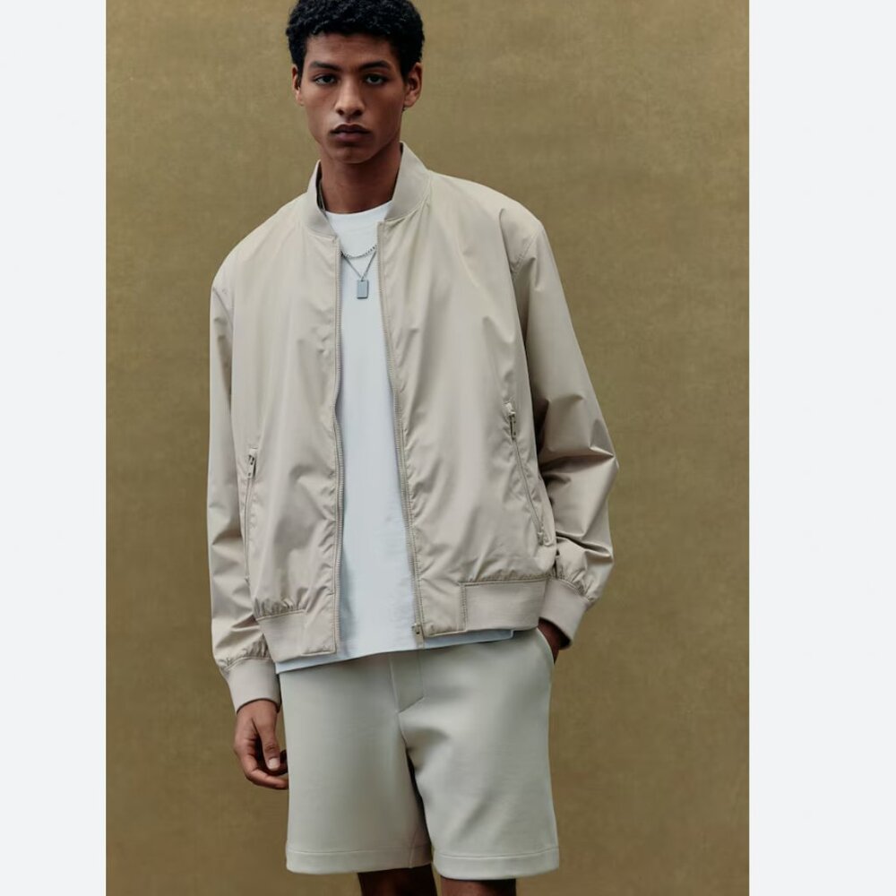 H&M Beige Tan Bomber Jacket Wind Breaker Size XXL